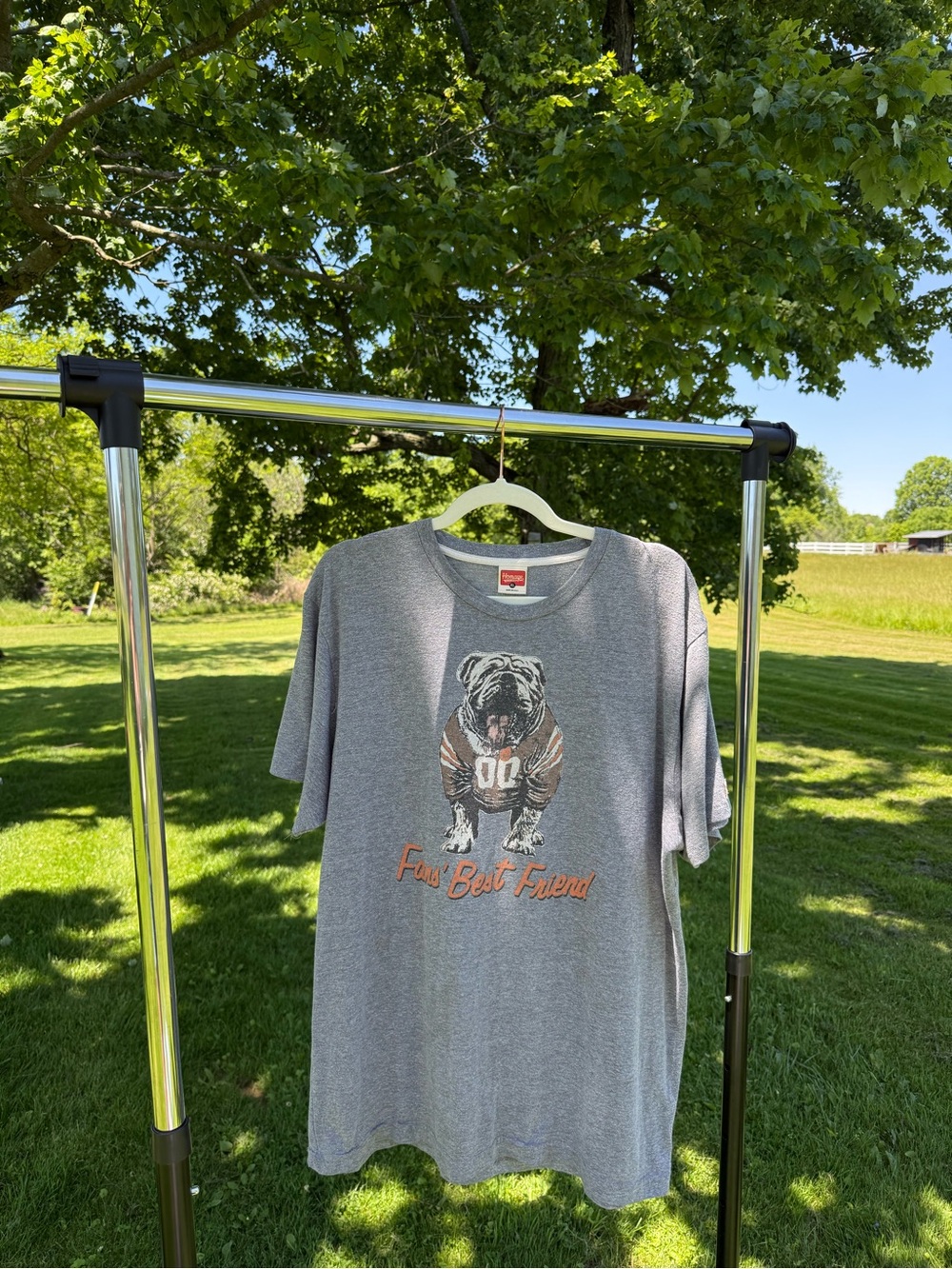 HOMAGE Cleveland Browns Gray Bulldog Graphic Tee with Orange Accents